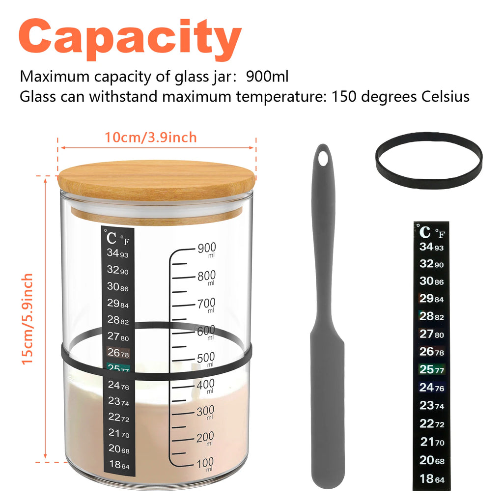 Sourdough Starter Jar Kit 900ml Glass Fermentation Container Fermentation Jar Kit Nixie Style 2