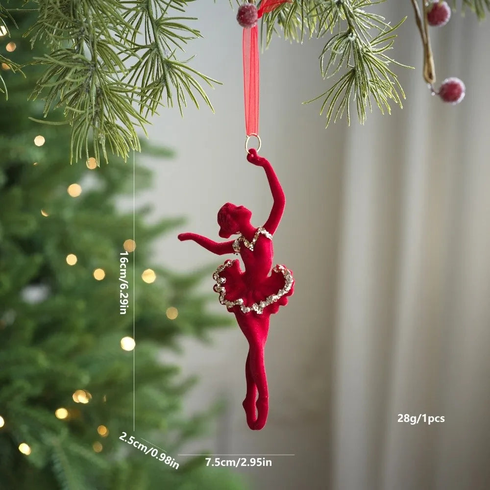 Velvet Elk Christmas Tree Ornament – Red Bow Pendant Decor
