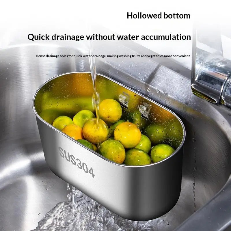 SUS304 Stainless Steel Sink Drain Basket – Dual Mount Kitchen Rack Sink Drain Basket Nixie