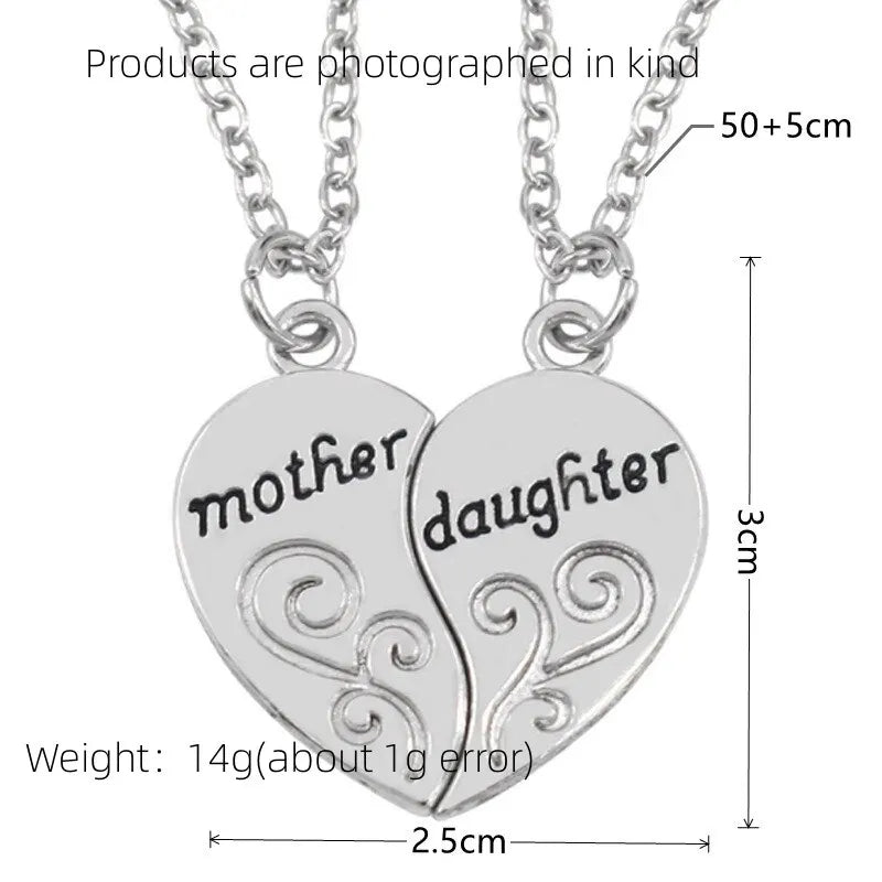 Mother Daughter Antique Silver Pendant Necklace Set – 2pcs Pendant Necklace Set Nixie