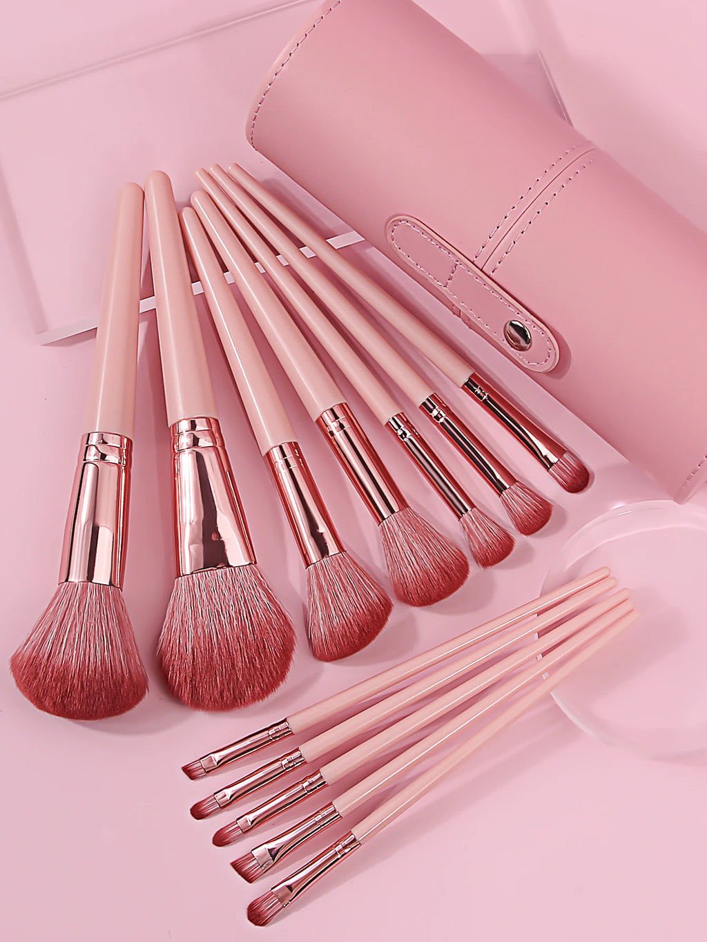 12Pcs Pink Makeup Brush Set with Storage Tube | Soft Bristles Makeup Brush Set Nixie