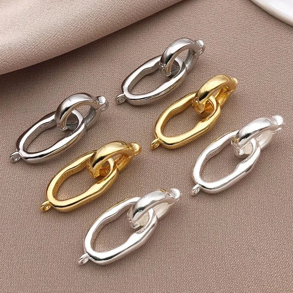 3pcs Gold & Silver Plated Copper Oval Jewelry Connector Clasps Jewelry Clasp Findings Nixie