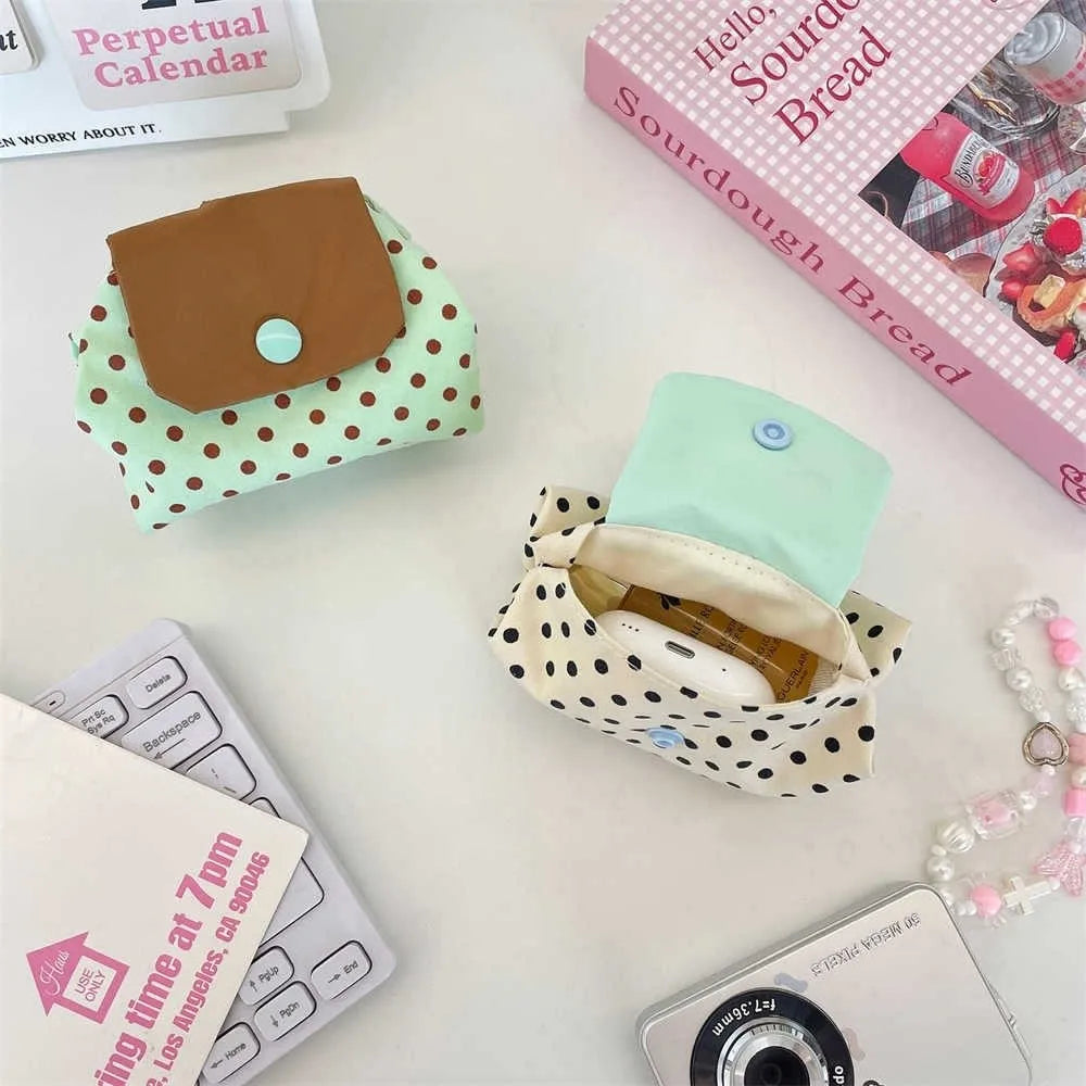 Mini Earphone Coin Pouch – Snap Button Polyester Storage Bag