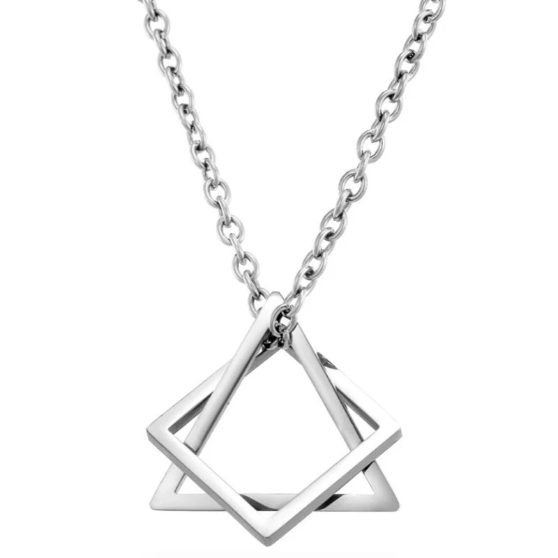 Hip Hop Geometric Triangle & Square Pendant Necklace | Unisex Pendant Necklace Nixie
