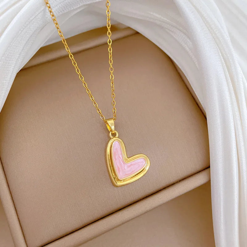 Luxury Heart Pendant Necklace | Gold Stainless Steel Choker Pendant Necklace Nixie