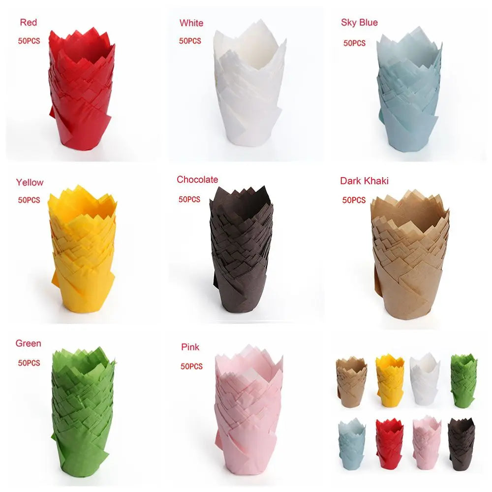 50pcs Candy Color Greaseproof Cupcake Liners & Muffin Wrappers Cupcake Liners Nixie