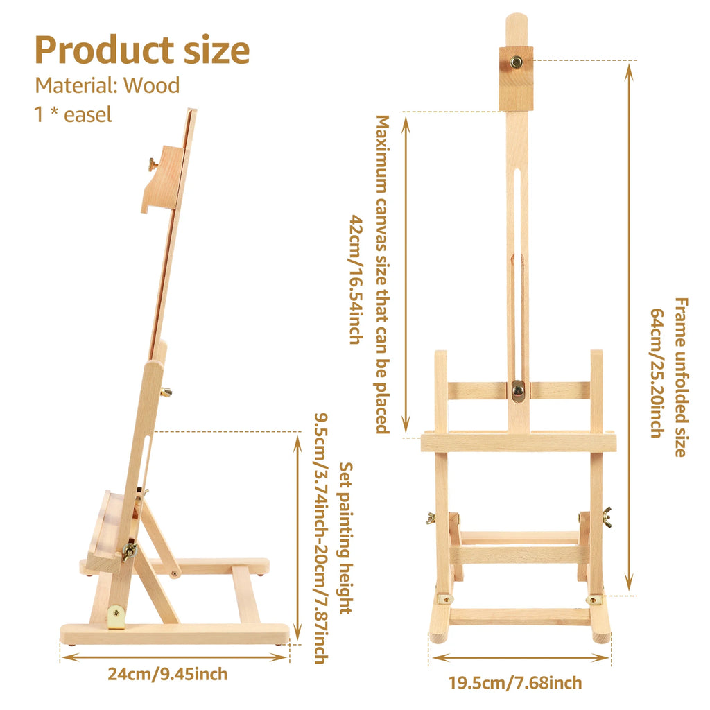 Foldable Wooden Desktop Art Easel – Adjustable Tabletop Stand