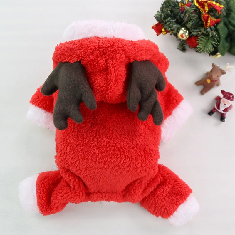 Winter Fleece Dog & Cat Jumpsuit – Warm Christmas Pet Pajamas Pet Jumpsuit Nixie Red M