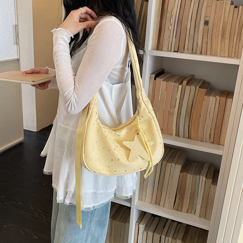 Pleated Tote Crossbody Bag – Women's Star Shoulder Handbag Crossbody Shoulder Bag Nixie