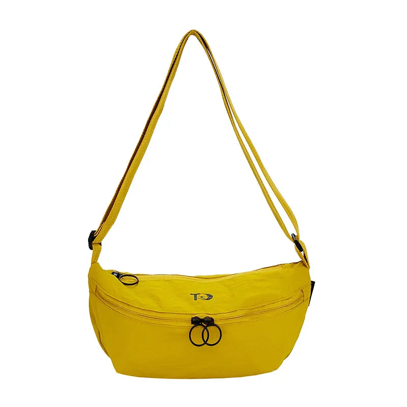 Minimalist Korean Crossbody Bag – Large Nylon Shoulder Bag Crossbody Shoulder Bag Nixie BB-1452YELLOW