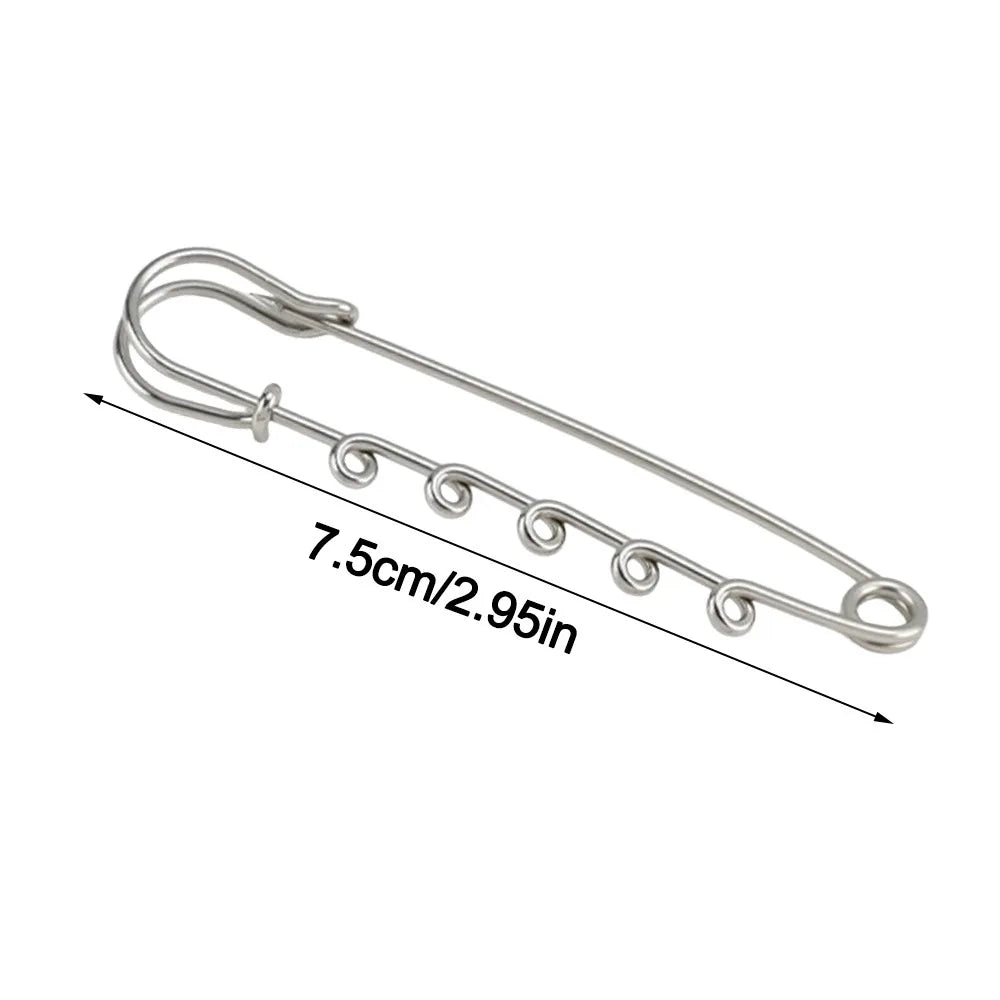 Silver Safety Brooch Pins – Multi-Hole Scarf & Dress Connector Brooch Pin Nixie 7.5CM-With 5Rings
