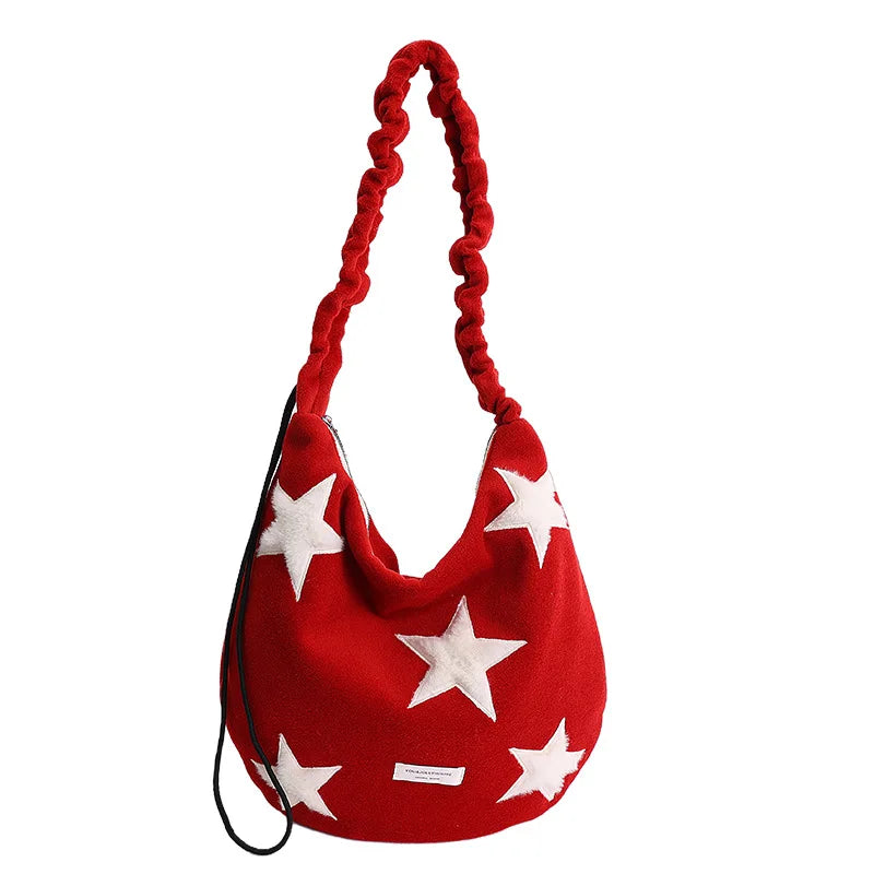 Korean Star Plush Tote Bag – Large Capacity Crossbody | Nixie Plush Tote Bag Nixie Red