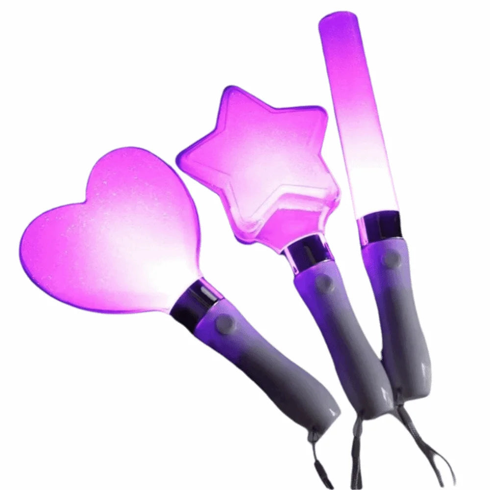 Kpop Heart & Star Lightstick – 7-Color LED Concert Glow Stick LED Concert Lightstick Nixie