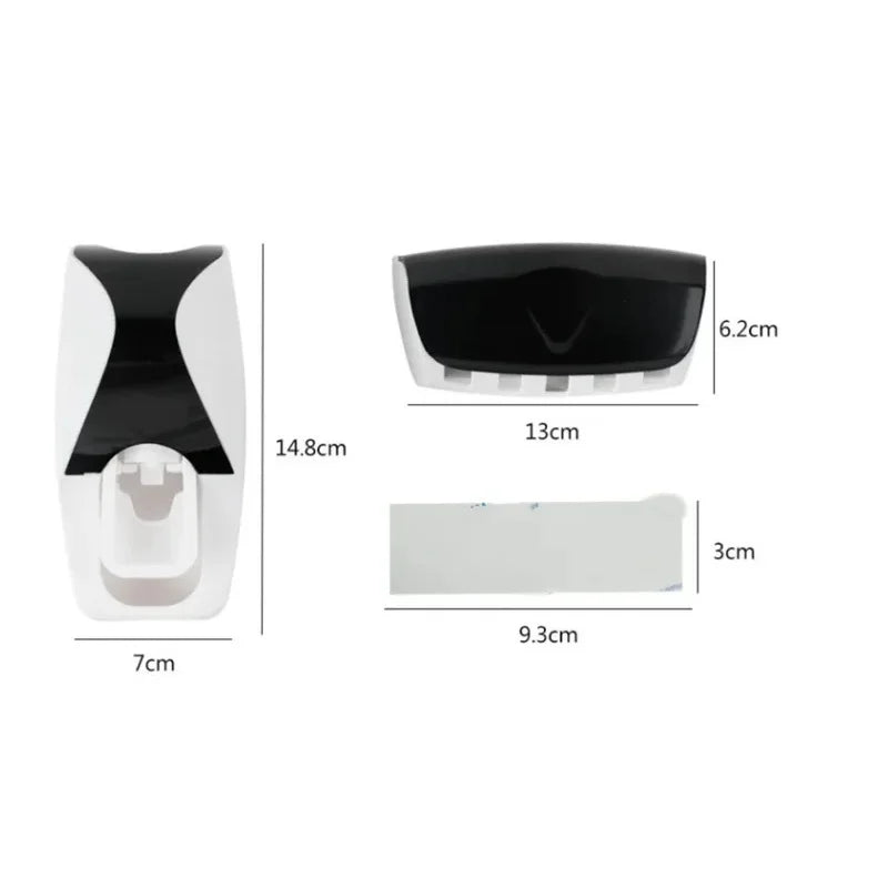 Wall Mounted Toothbrush Holder & Toothpaste Dispenser Set Bathroom Organizer Set Nixie