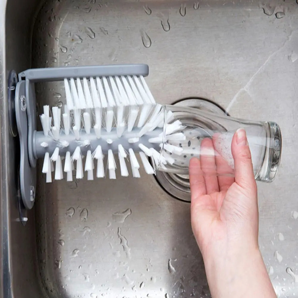 2-in-1 Suction Cup Glass & Bottle Cleaning Brush Scrubber Cup Cleaning Brush Nixie