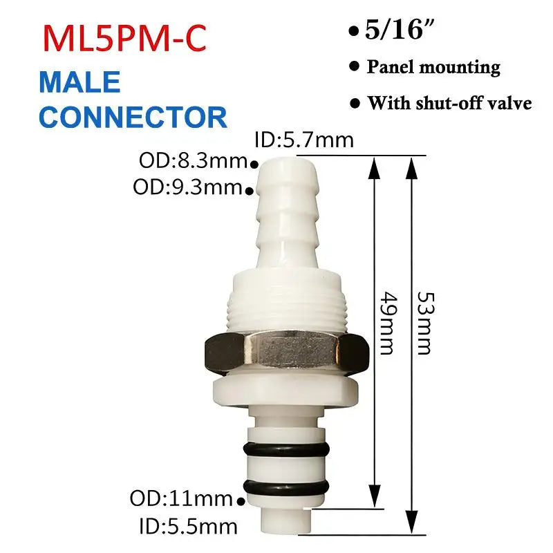 Quick Disconnect Hose Coupling 1/4 5/16 3/8 Valved Barb Connector Hose Quick Coupler Nixie ML5PM