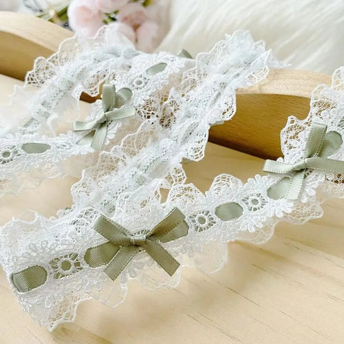 1 Yard Pleated Lace Trim Ribbon – Bow Ruffle Fabric Edge