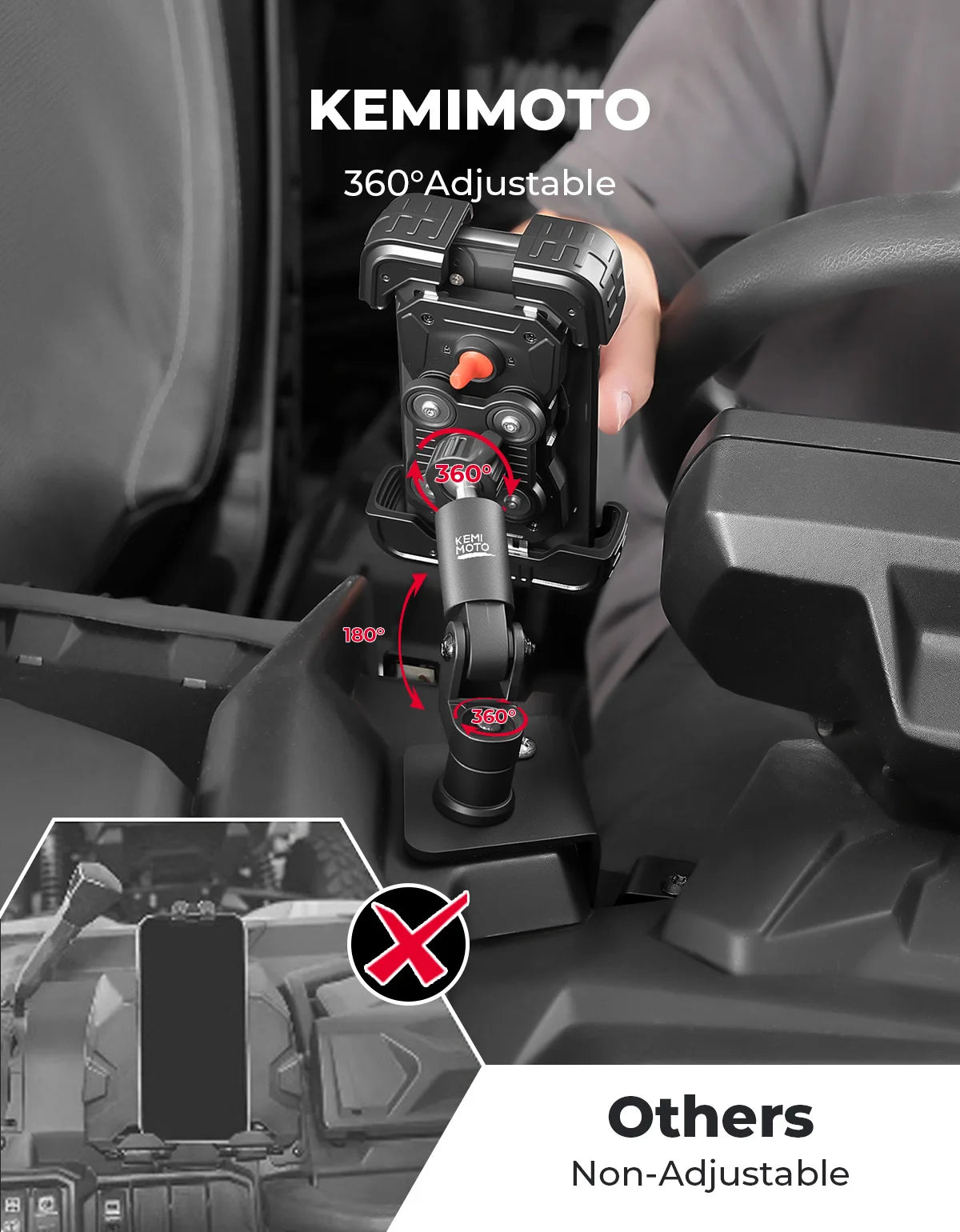 360° Phone Holder for Can-Am Maverick X3 | Anti-Vibration Mount UTV Phone Mount Nixie