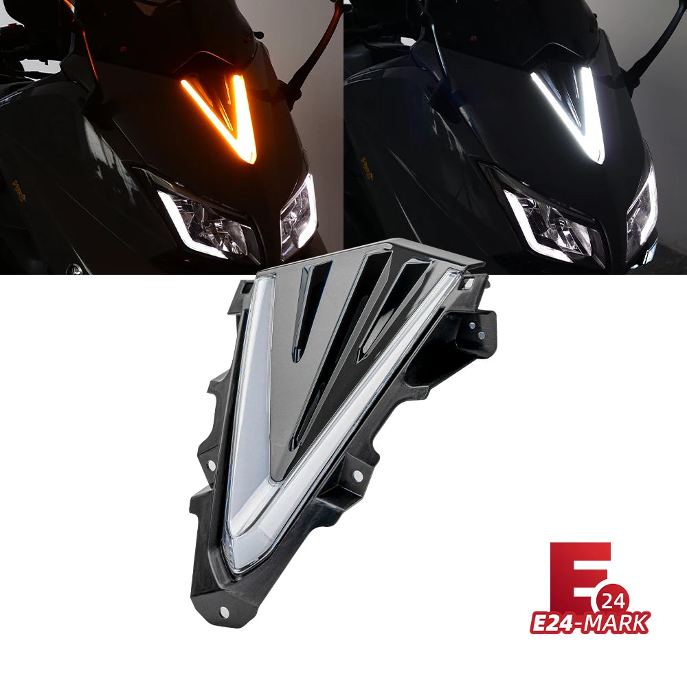 Yamaha TMAX 530 2015-2016 V-Shape LED DRL Front Lamp E-MARK Motorcycle DRL Lamp Nixie E-MARK V-shaped Lamp
