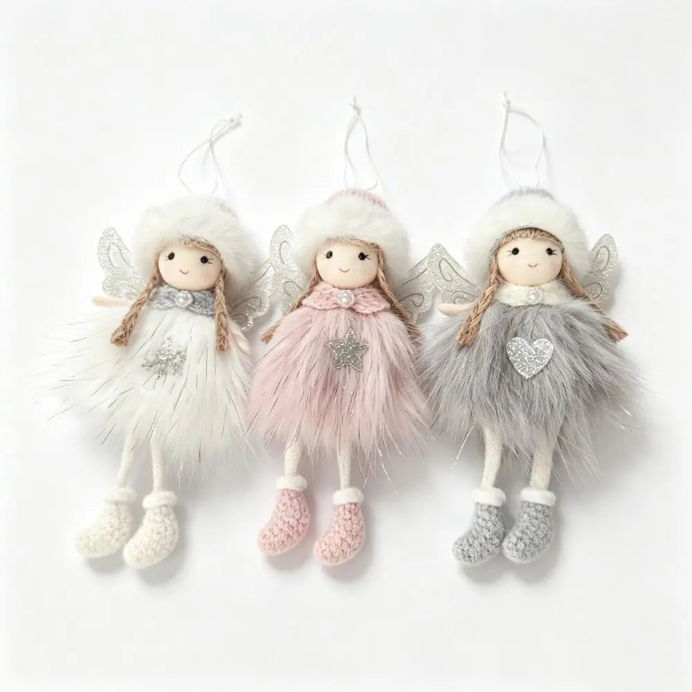 Plush Christmas Angel Ornament – Fluffy Wings Hanging Pendant Christmas Ornament Nixie