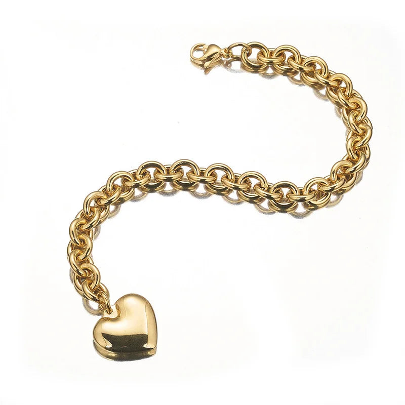 Gold & Silver Heart Charm Bracelet for Women | Nixie Heart Charm Bracelet Nixie