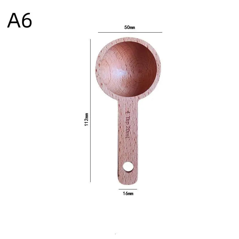 Wooden Measuring Spoon 7.5–45ML Beech Walnut Kitchen Tool