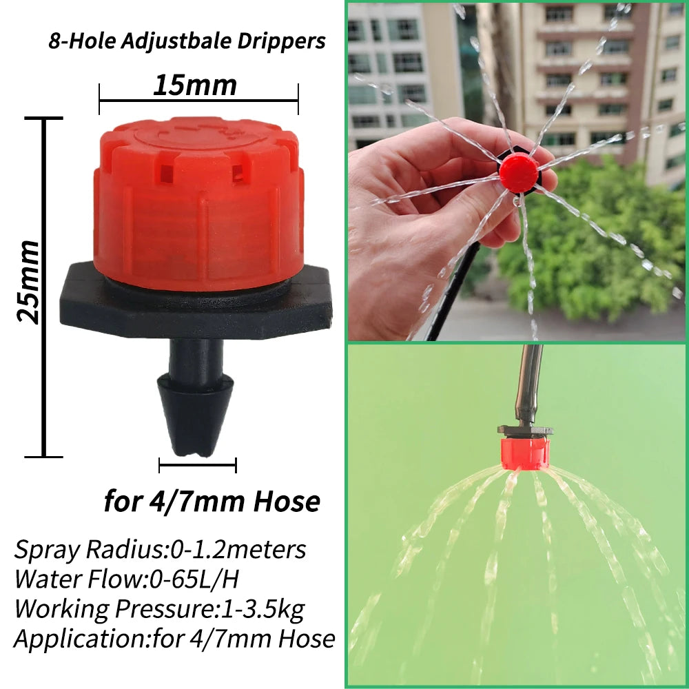 50Pcs Adjustable Micro Drip Irrigation Nozzles 4/7mm Anti-Clog Drip Irrigation Nozzles Nixie