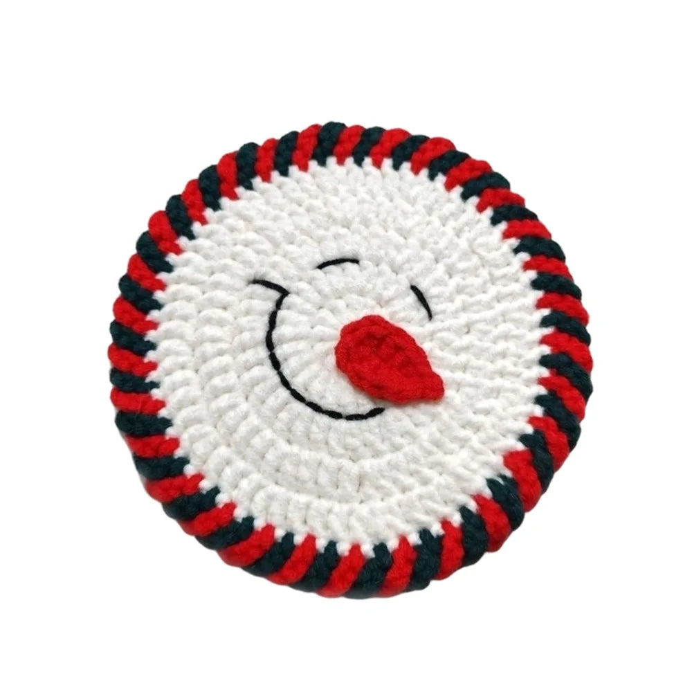 Hand-Knitted Christmas Crochet Coaster | Gingerbread Man Cup Mat