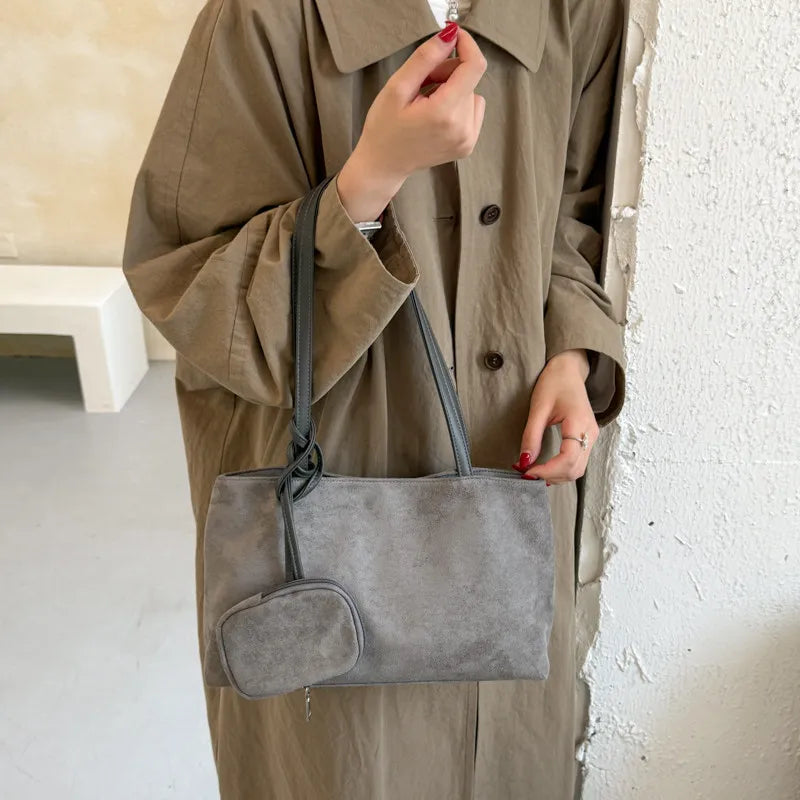 Nixie Vintage Suede Large Tote & Shoulder Bag for Women Suede Tote Handbag Nixie