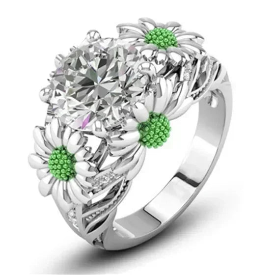 Women's Daisy Charm Silver-Plated Ring | Sizes 6–10 Fashion Ring Nixie