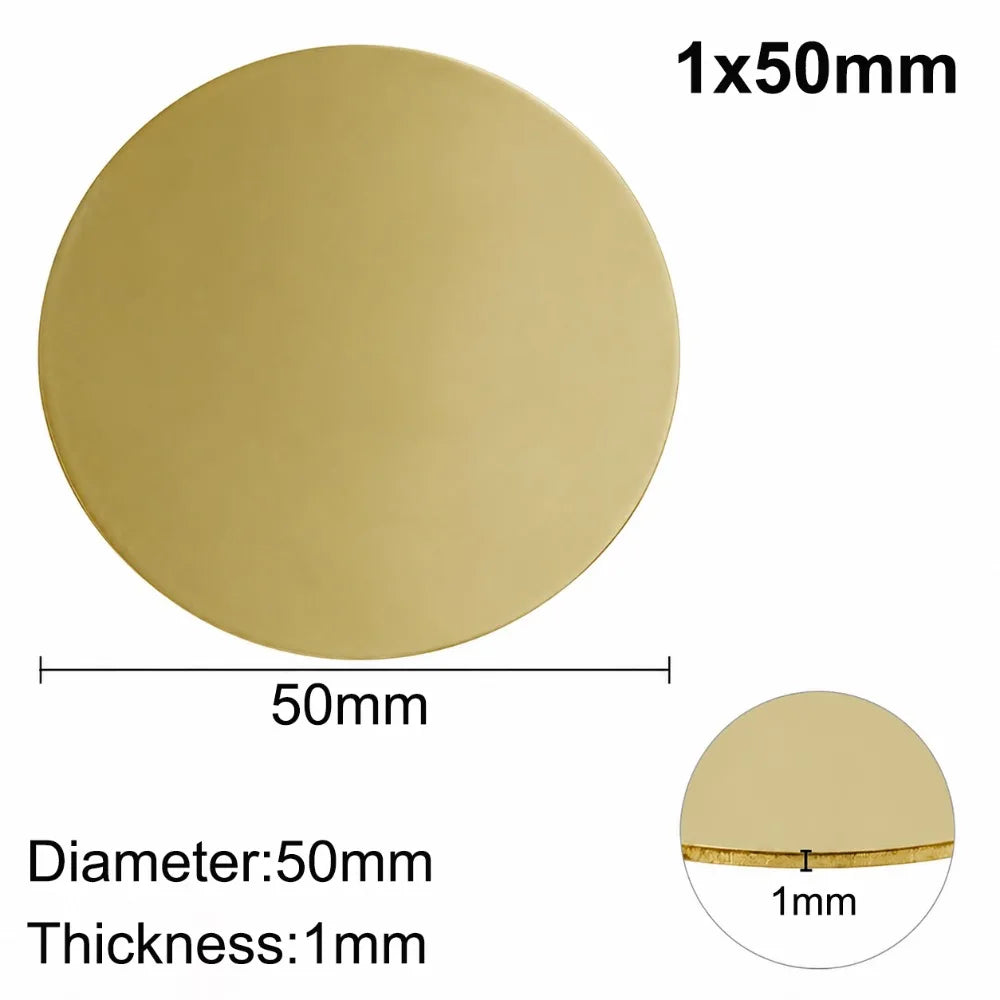 Brass Round Disc Plates 50–100mm | H62 DIY Metal Circles Brass Metal Disc Nixie 1x50mm