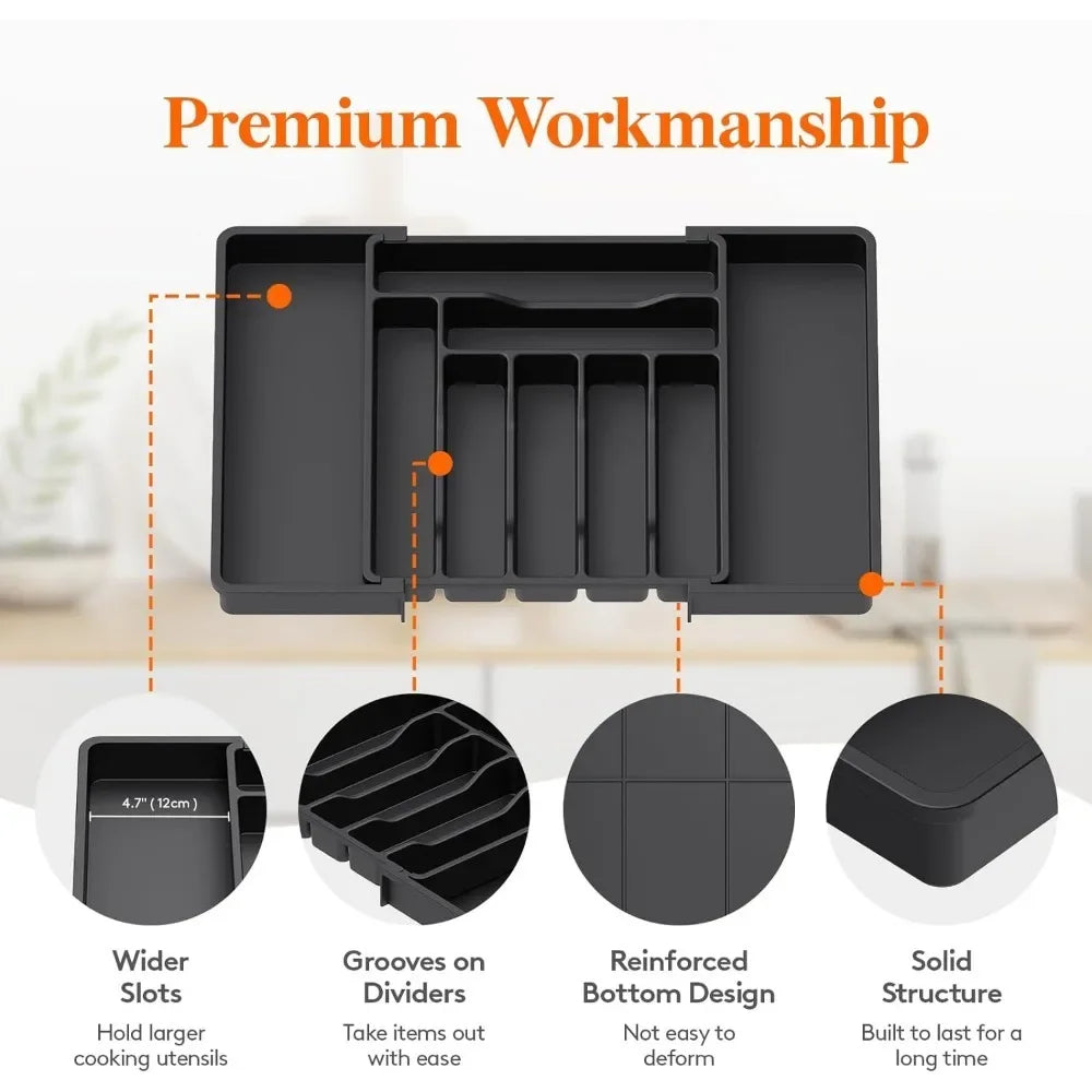 Expandable Silverware Drawer Organizer – Adjustable Cutlery Tray Drawer Organizer Tray Nixie