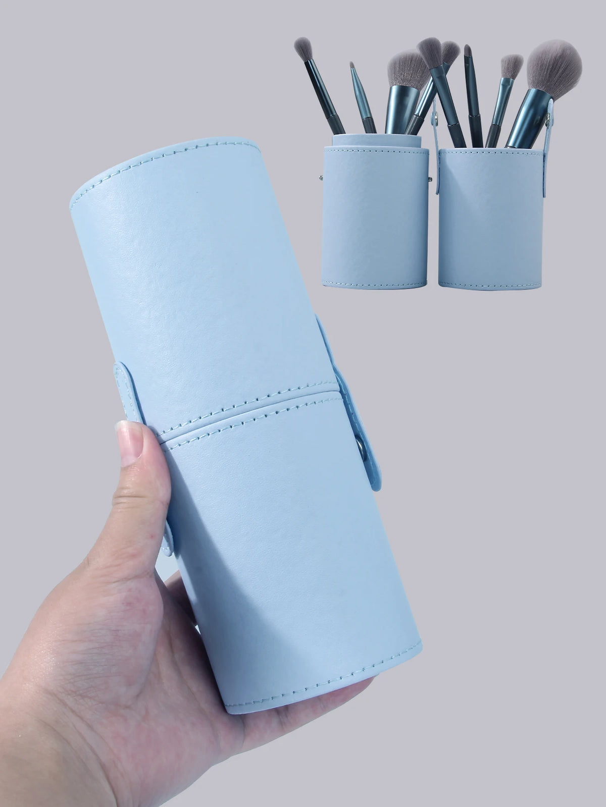 Nixie Blue Makeup Brush Holder Bucket | Portable Organizer Makeup Brush Organizer Nixie