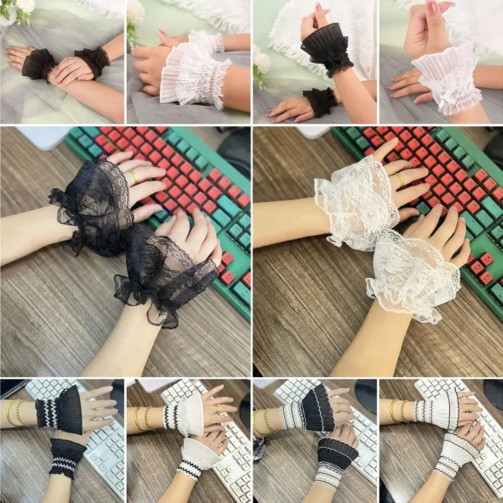 Victorian Lace Ruffle Detachable Wrist Cuffs | Fake Sleeves Detachable Wrist Cuffs Nixie