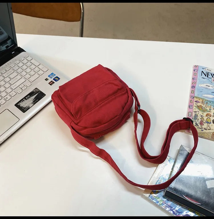 Canvas Shoulder Crossbody Hobo Bag for Women – Casual Daily Canvas Shoulder Bag Nixie BB-051-Red