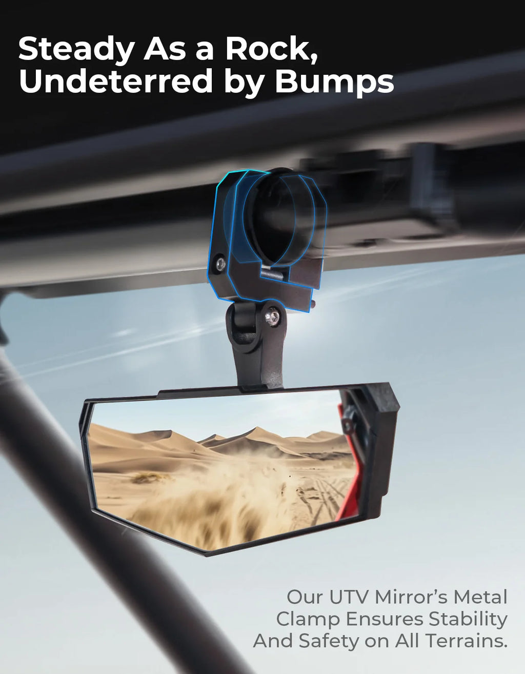 UTV Center Rear View Mirror – 360° Adjustable Aluminum Clamp UTV Rear View Mirror Nixie