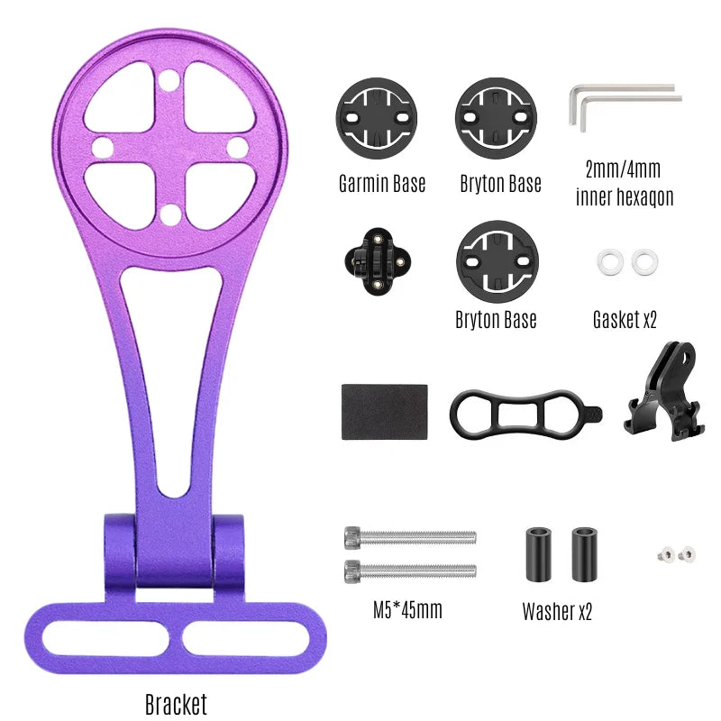 Aluminum Alloy Bike GPS Bracket & Light Mount – Garmin/Bryton/Wahoo Bike Computer Mount Nixie PURPLE