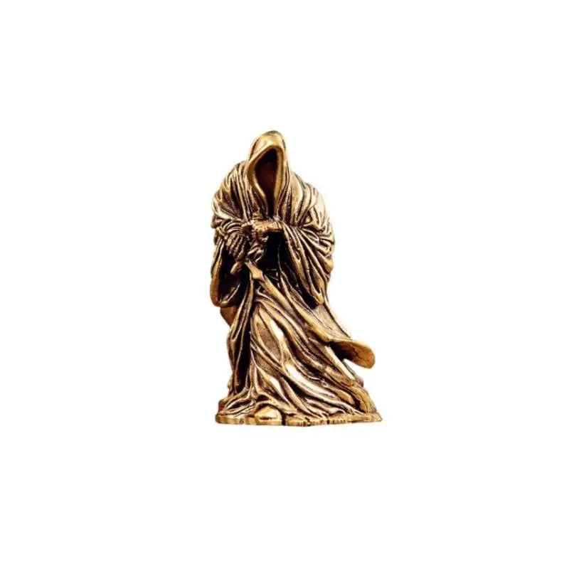 Retro Brass Death Statue Black Robe Punk Gothic Desktop Decor Decorative Figurine Nixie A1