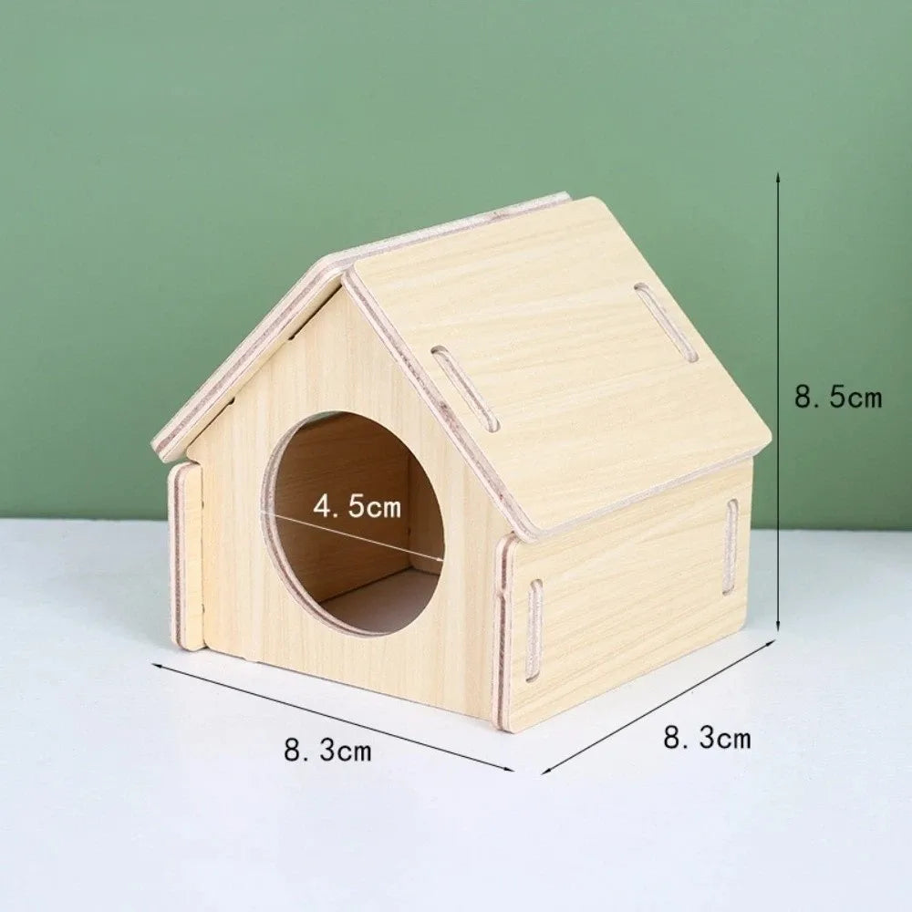 Wooden Hamster Villa – Seesaw, Swing & Climb Cage Toy