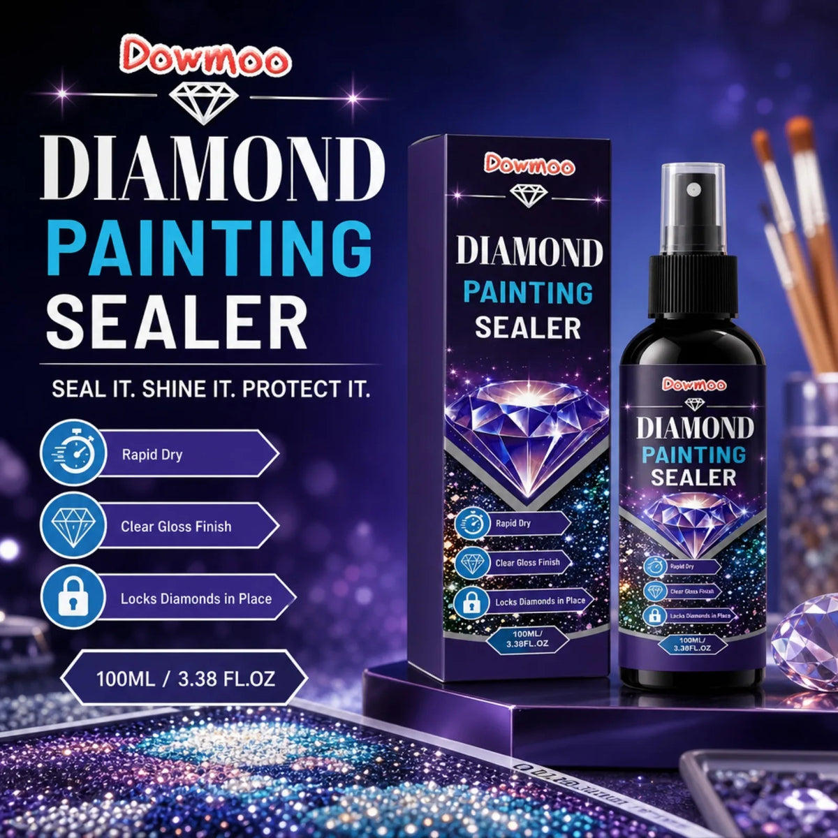 Diamond Painting Sealer Spray – Rapid Dry Clear Gloss Finish Craft Sealer Spray Nixie