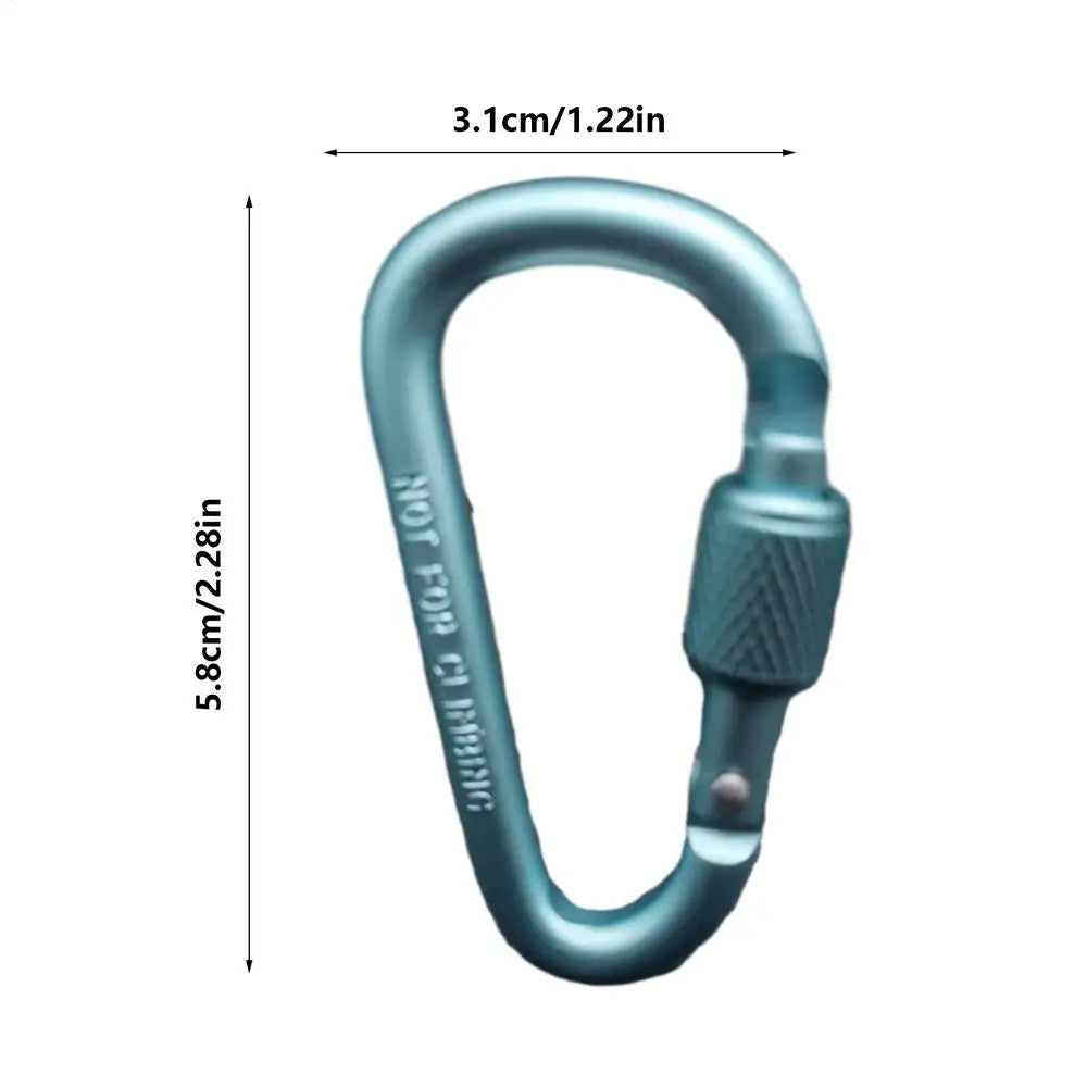 D-Type Locking Carabiner Hook – Aluminum Alloy Rope Tensioner Locking Carabiner Hook Nixie Blue