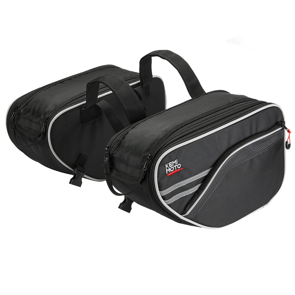 KEMITOUR 30L Motorcycle Saddlebags – Universal Extendable Panniers Motorcycle Pannier Bags Nixie Black