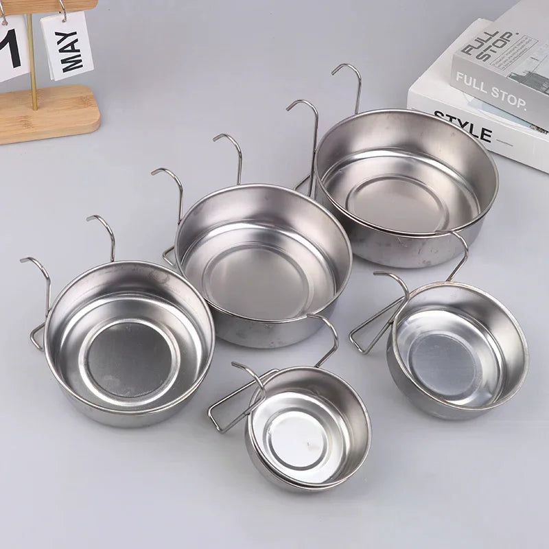 Stainless Steel Hanging Cage Pet Bowl – 5 Sizes | Dogs, Cats & Birds Hanging Pet Bowl Nixie