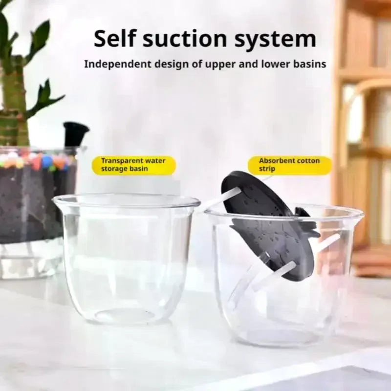 3-Pack Self-Watering Indoor Plant Pots – BPA-Free Clear Planters Self-Watering Planter Nixie