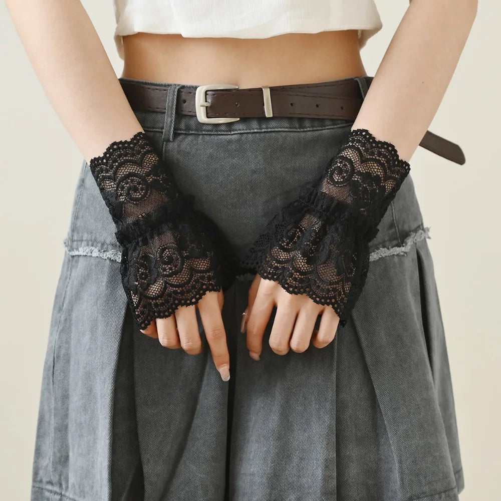 Detachable Lace Wrist Cuffs – False Sleeve Cuffs for Women Lace Wrist Cuffs Nixie Black