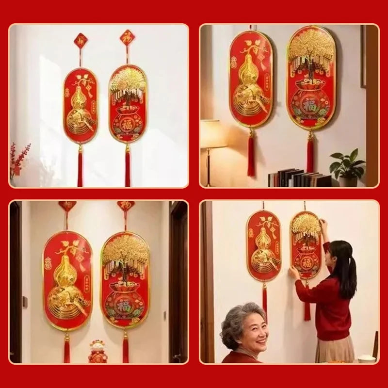 3D Money Tree Golden Gourd Pendant – Lunar New Year Ornament Festive Hanging Ornament Nixie