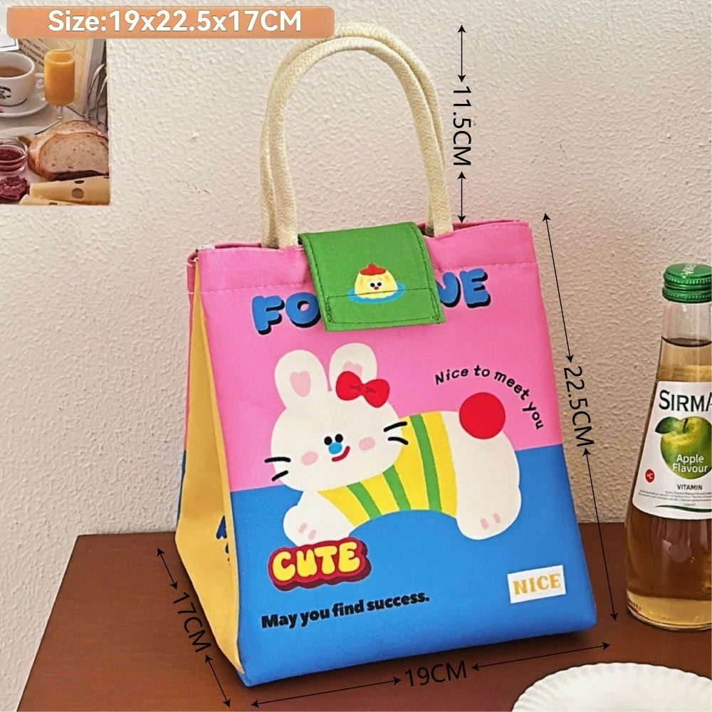 Nixie Cute Cartoon Insulated Lunch Bag – Large Canvas Bento Tote Insulated Lunch Tote Nixie C