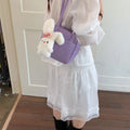 Korean-Style Suede Shoulder Bag – Women's Crossbody & Underarm Suede Shoulder Bag Nixie Purple (No Charm)