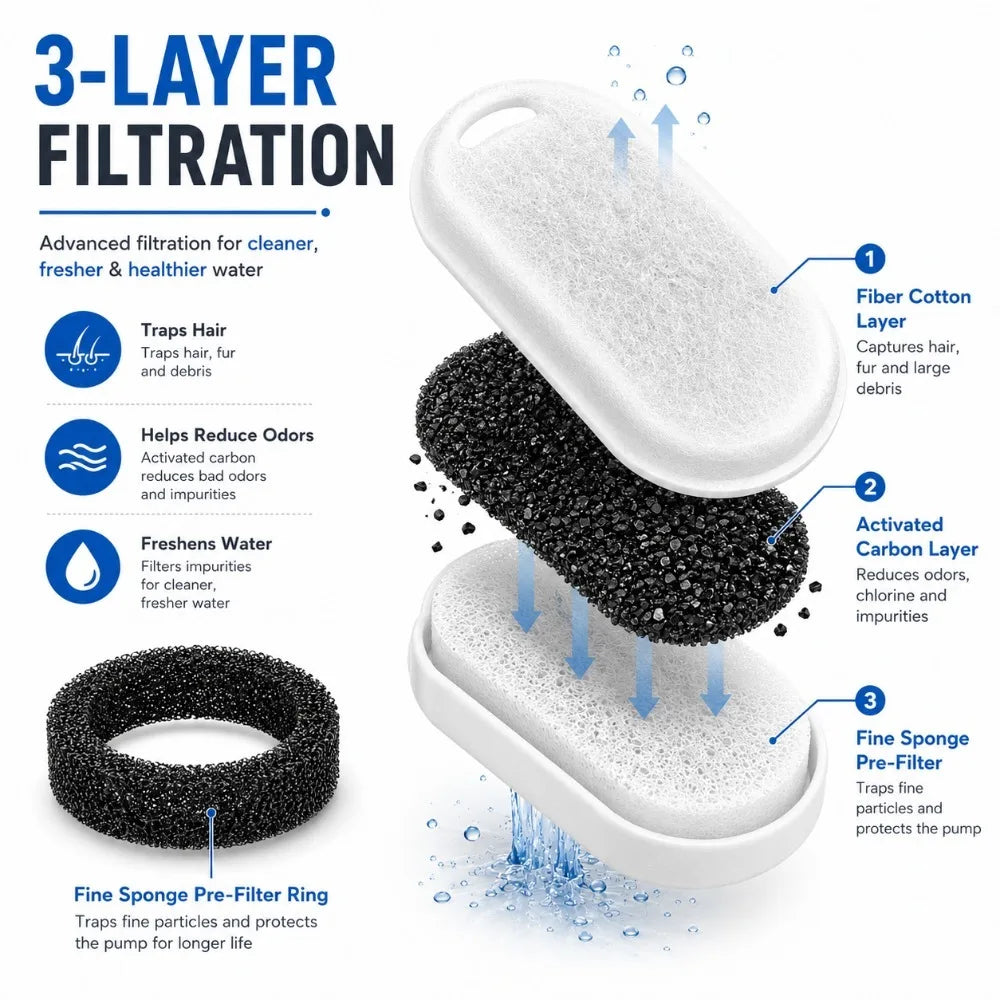 Cat & Dog Fountain Filter – Activated Carbon Cartridge Pet Fountain Filter Nixie
