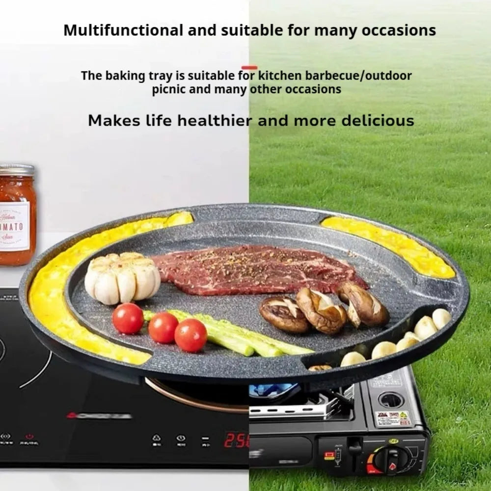 Korean Nonstick BBQ Grill Pan – Cast Aluminum Indoor/Outdoor BBQ Grill Pan Nixie